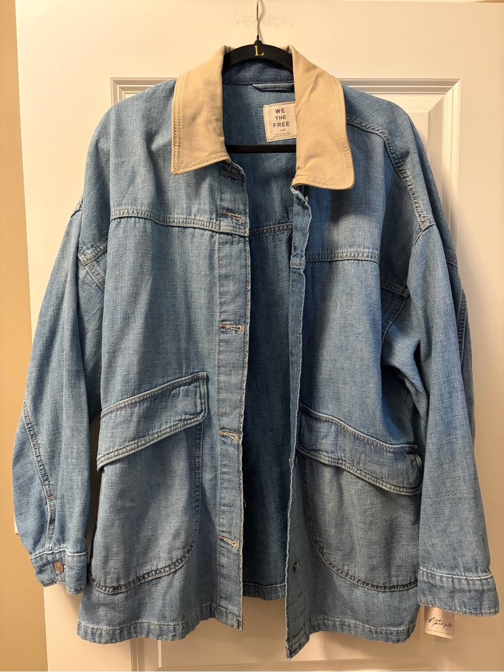 NWT Free People “We The Free” Lemon Denim Jacket size L - Picture 3 of 10